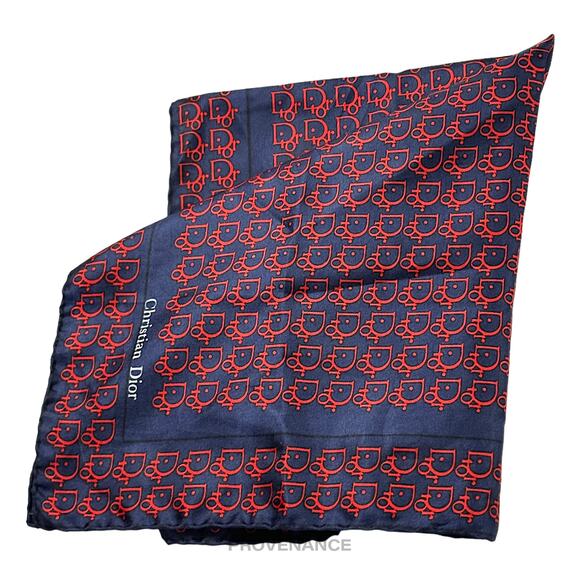 🔴 Christian Dior Trotter Monogram Silk Scarf - Navy Red - Picture 1 of 8